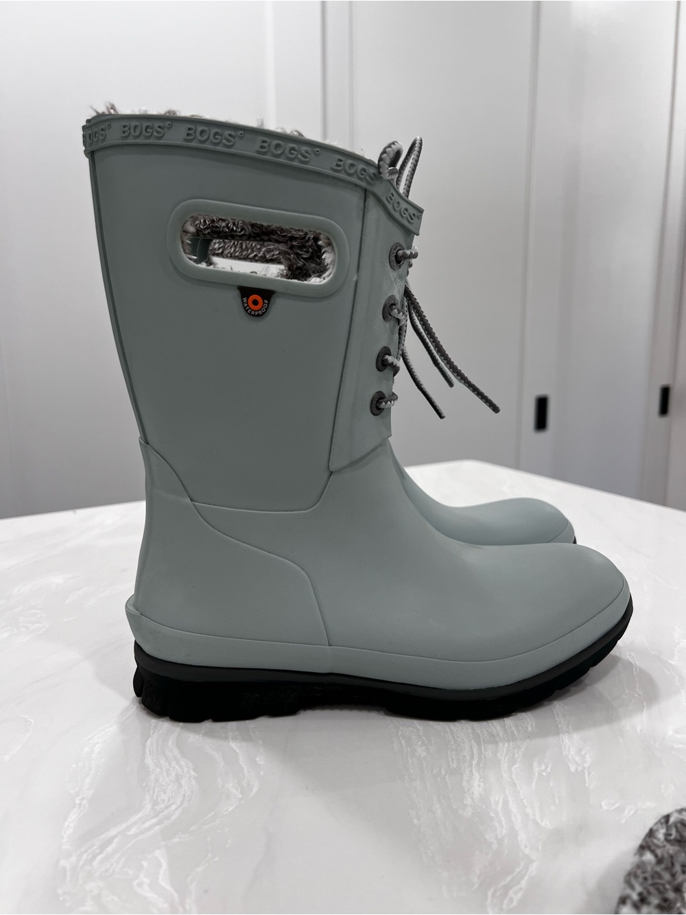 Bogs Amanda II Lace Up Rain Boots Jade Sage Green Lined Waterproof Womens Size 6 - Picture 3 of 16
